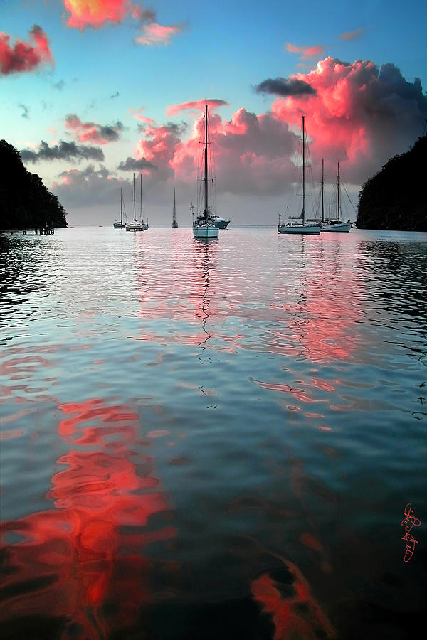 Boat Photograph - Red Clouds by Renee Sullivan