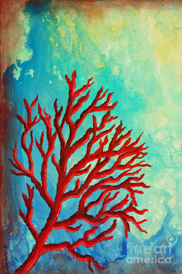 Red Coral Studio Painting by Gabriela Valencia
