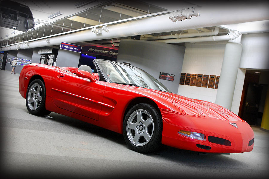 Transportation Photograph - Red Corvette on Display by Linda Phelps