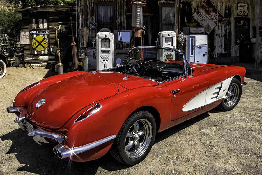 Red Corvette on Route 66 Photograph by Steven Clements - Fine Art America