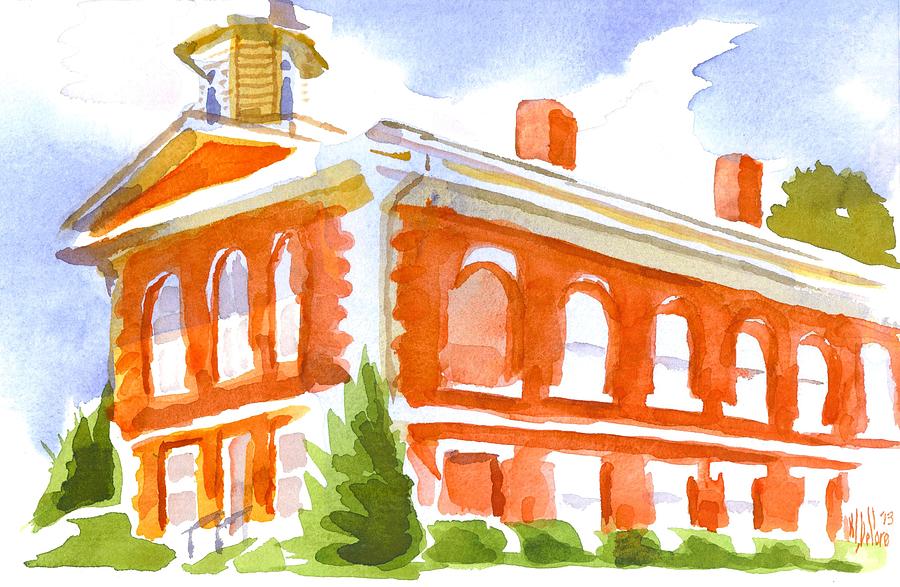 Red Courthouse with Evergreen Painting by Kip DeVore