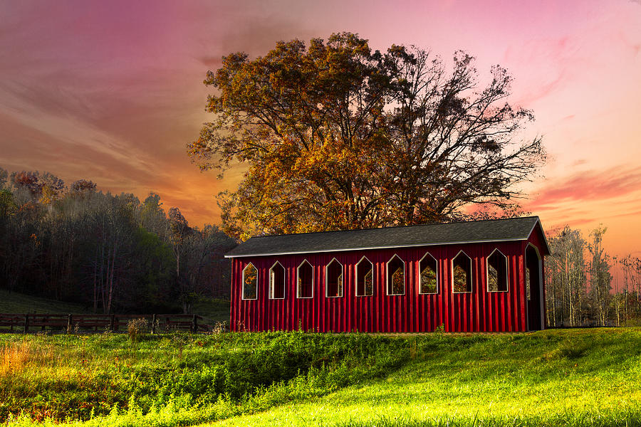 Barn Photograph - Red Covered Bridge by Debra and Dave Vanderlaan
