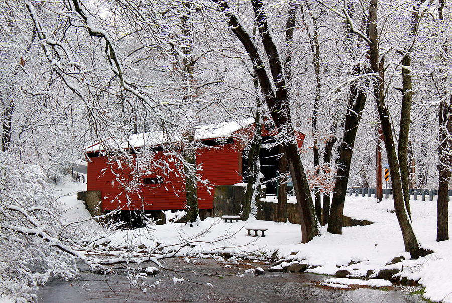 Red Covered Bridge Winter 2013 Photograph by Deborah  Crew-Johnson