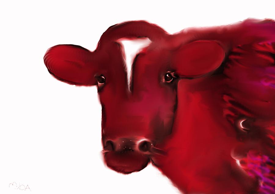 Red Cow Digital Art by Mary Armstrong