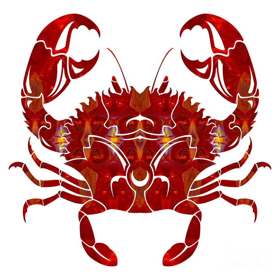 Red Crab Fantasy Designs Abstract Holiday Art by Omaste Witkowsk Digital Art by Omaste Witkowski