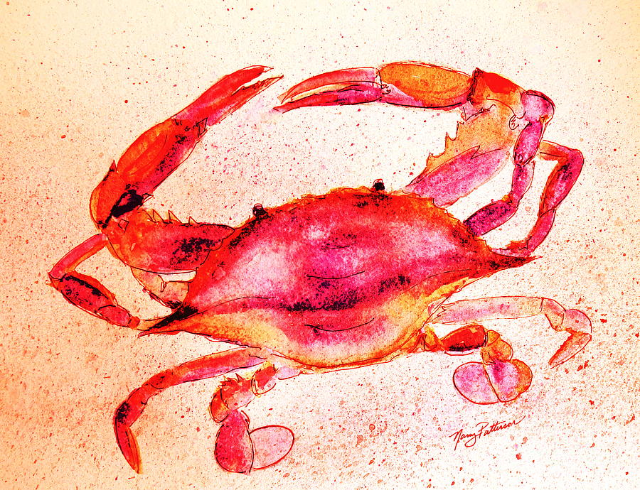 Red Crab  Painting by Nancy Patterson
