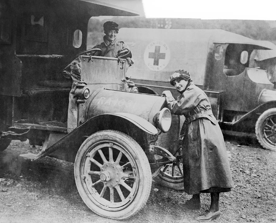 Human Photograph - Red Cross ambulances, World War I by Science Photo Library
