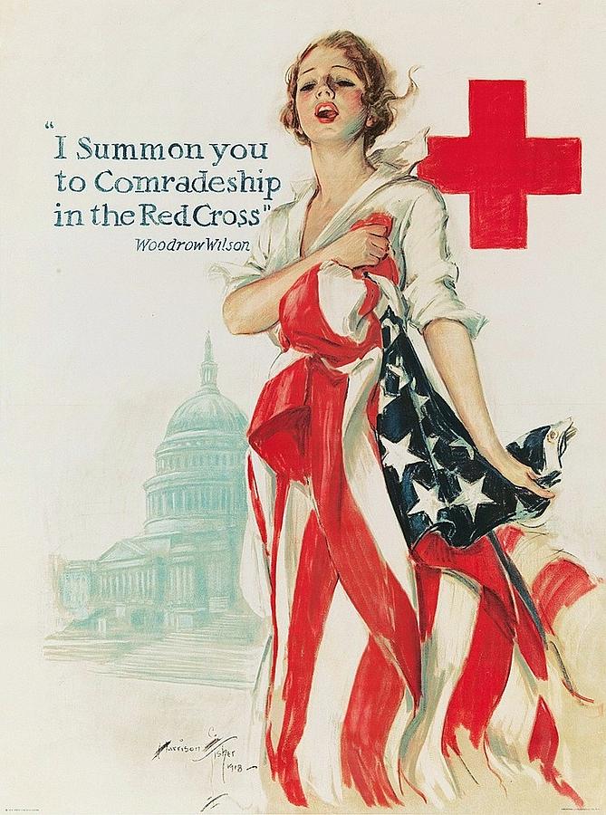 Red Cross - Poster  Painting by Thea Recuerdo