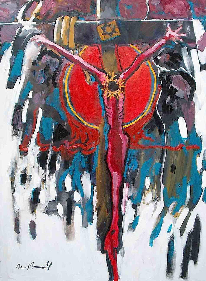 Red Crucifixion Painting by Daniel Bonnell