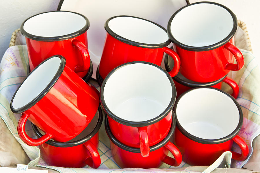 Coffee Photograph - Red cups by Tom Gowanlock