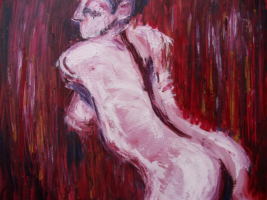Nude Painting - Red Curtains - Nudes Gallery by Carmen Tyrrell