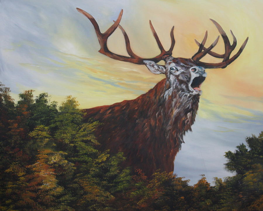 Red Deer - Stag Painting by Jean Walker