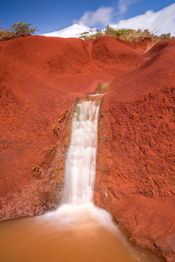 Waterfall Photograph - Red Dirt Waterfall Kauai by Pierre Leclerc Photography