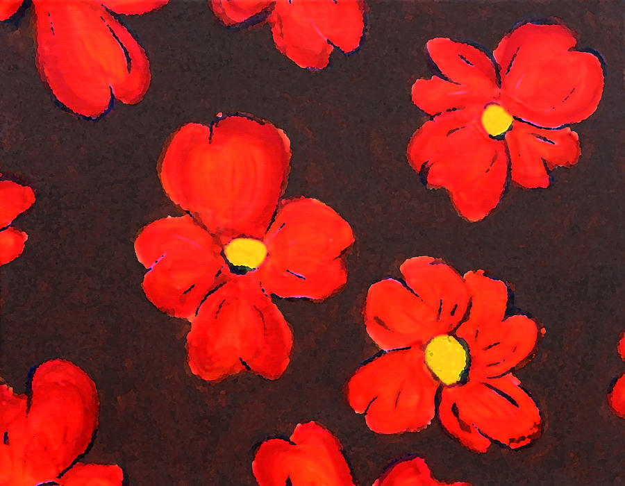 Flowers Still Life Painting - Red Dogwoods by Maura Satchell