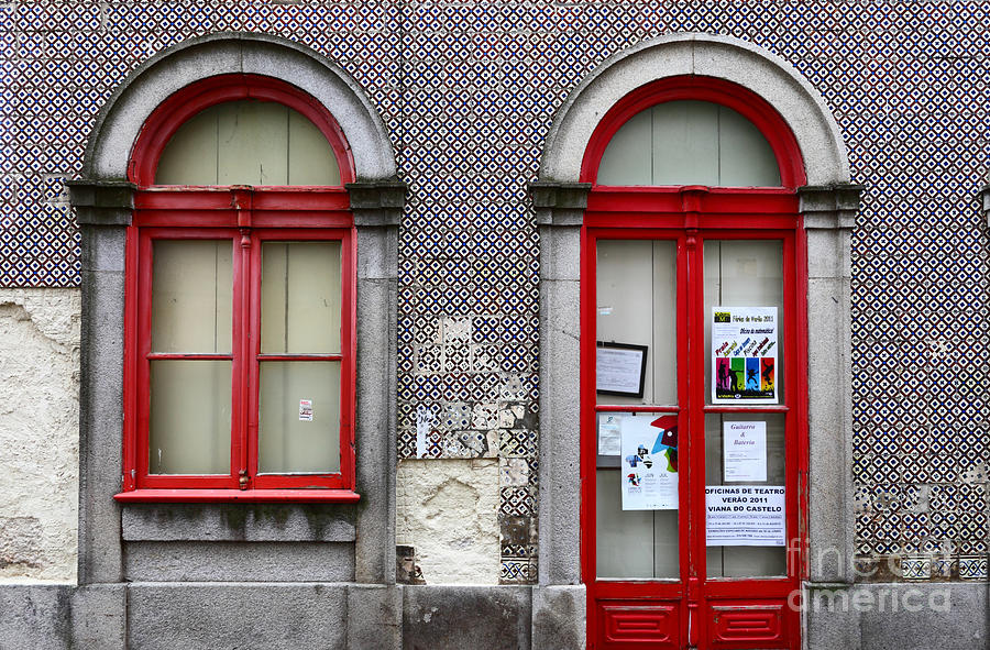 Red Door and Window Portugal Photograph by James Brunker