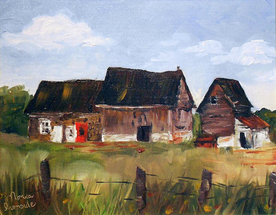 Red Door Barn Painting by Monica Ironside