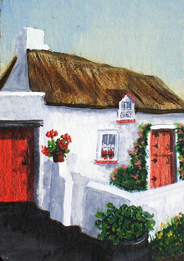 Red Door Cottage Like Maggies Painting by Barbara McDevitt