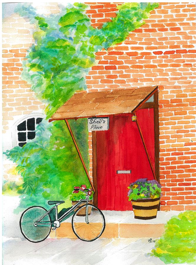 Red Door Painting by David Bartsch
