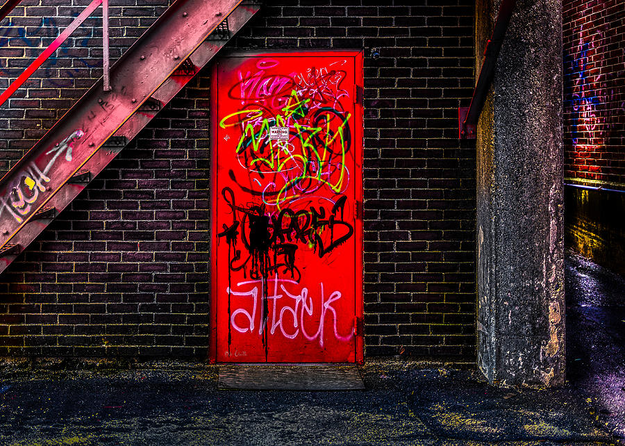 Red Door In The Alley Photograph by Bob Orsillo