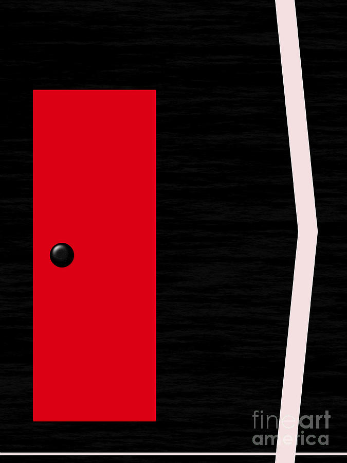 Red Door With Black Doorknob Photograph