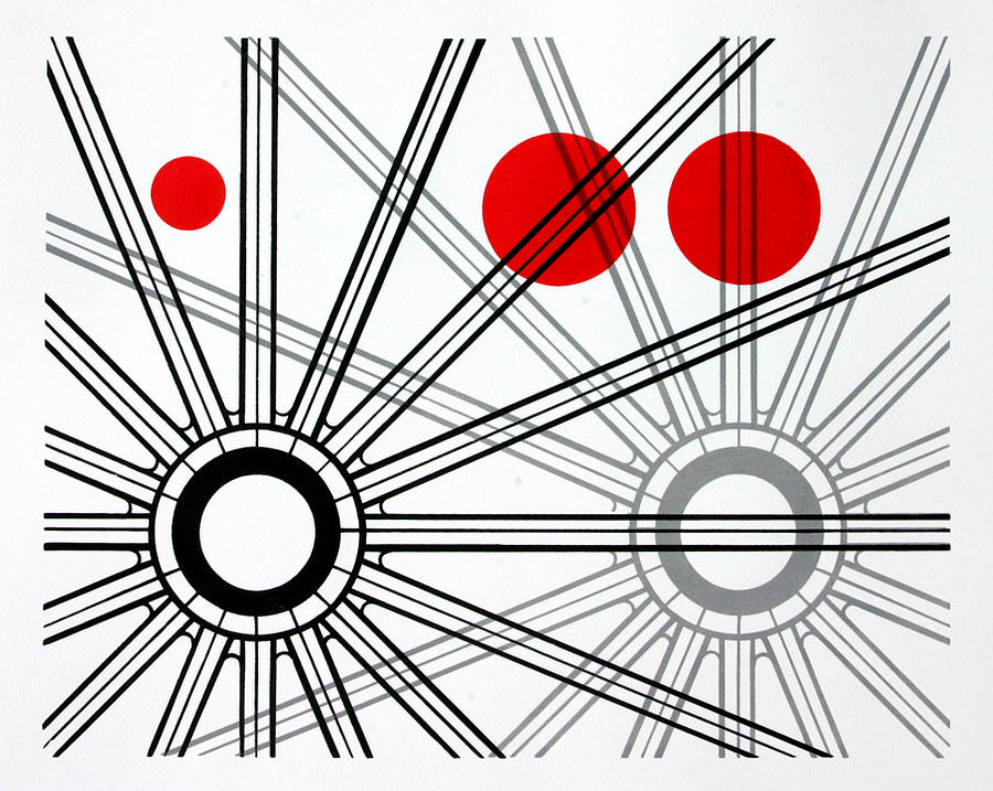 Abstract Drawing - Red Dot Geometry by Scott Shaver
