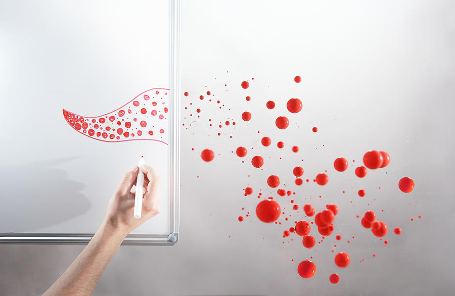 Red dots emerging from painted shape Photograph by Stanislaw Pytel