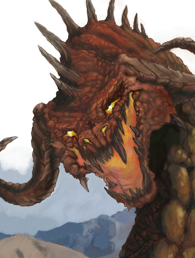Dragon Painting - Red Dragon by Matt Kedzierski