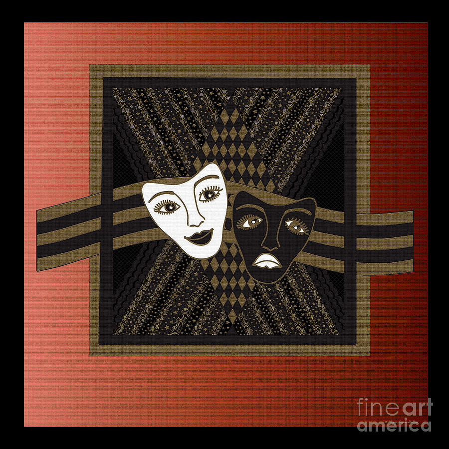 Red Drama Mask Digital Art by Megan Dirsa-DuBois