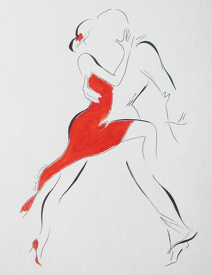 Dance Painting - Red Dress-I by Lena  Leitzke