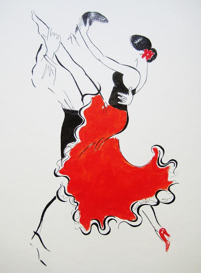 Lady In Red Dress Painting - Red Dress-III by Lena  Leitzke