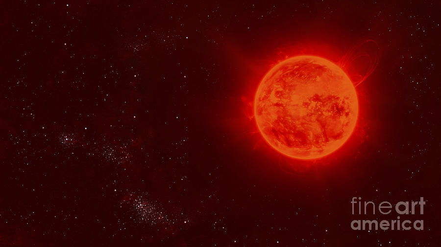 Red Dwarf Sun Floating Through Space Digital Art