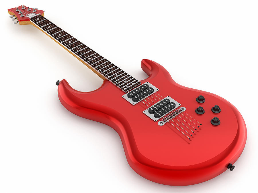 Red electric guitar Photograph by Adventtr