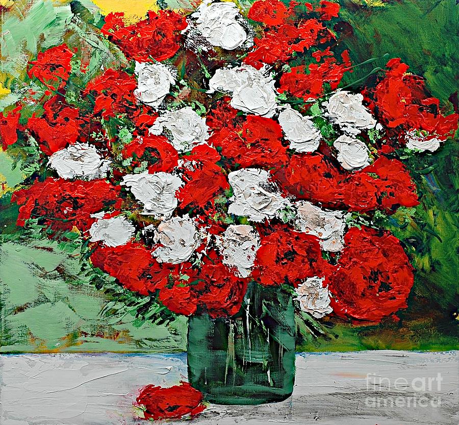 Red Explosion Painting by Allan P Friedlander