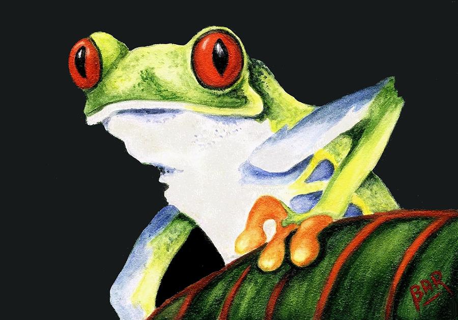 Nature Painting - Red Eyed Tree Frog by Barbara Robertson