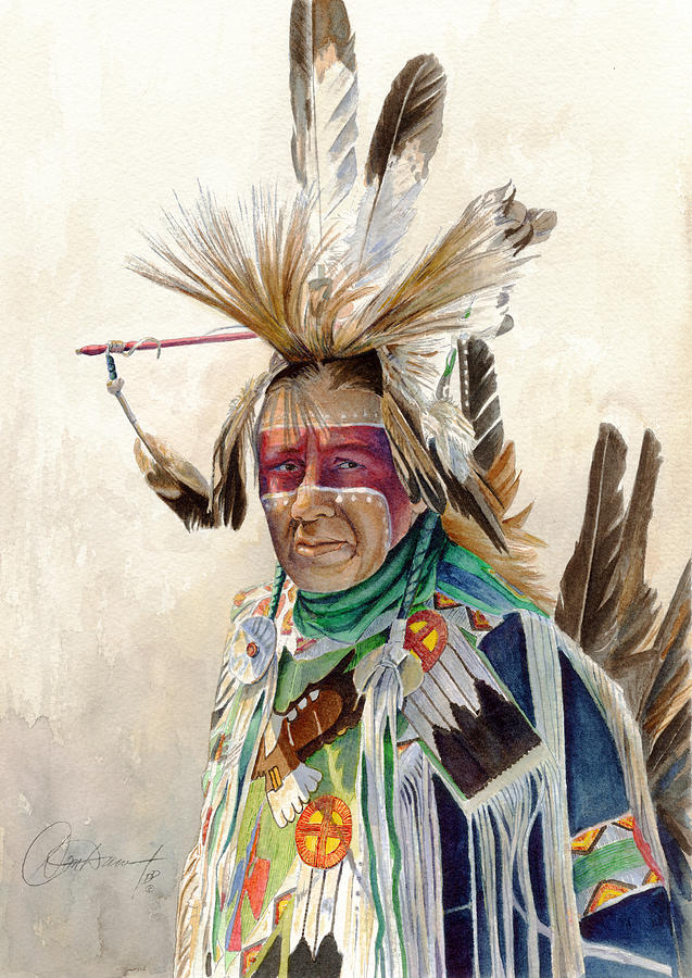 Native Painting - Red Face Paint by Don Dane