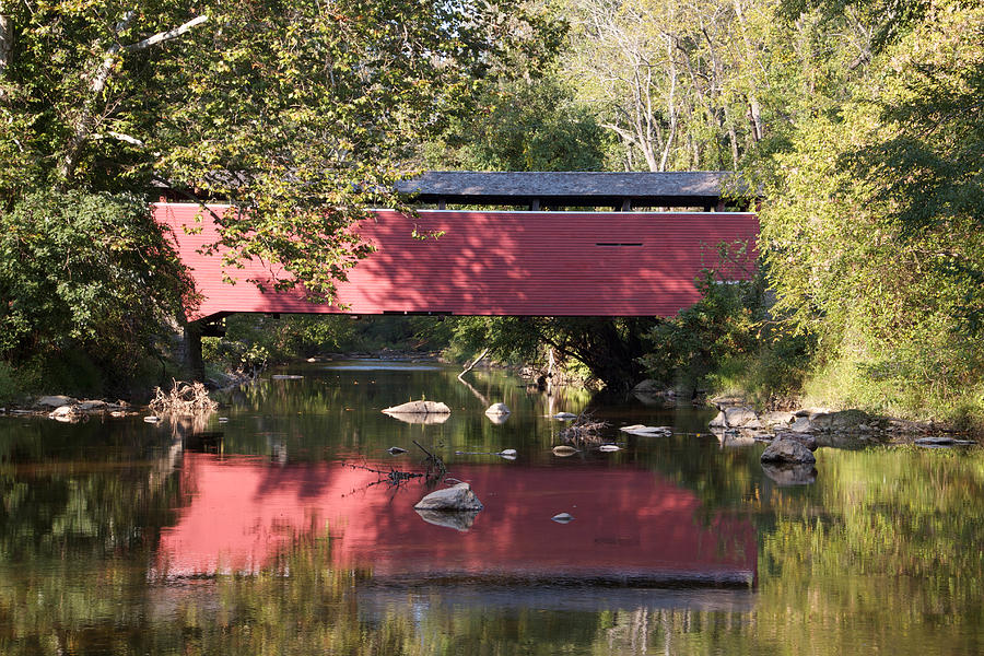 Red Fairhill Covered Bridge Two Photograph by Alice Gipson
