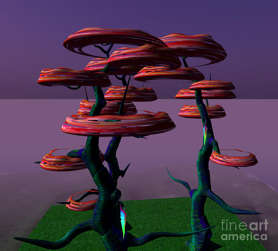 Red fantasy tree Digital Art by Susanne Baumann