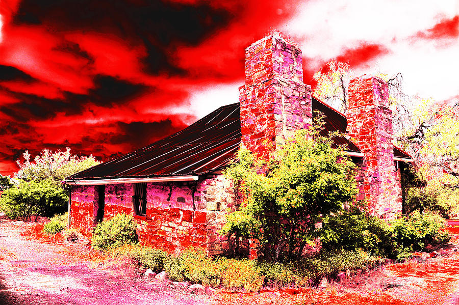 Farm Digital Art - Red Farm Sky by Phill Petrovic