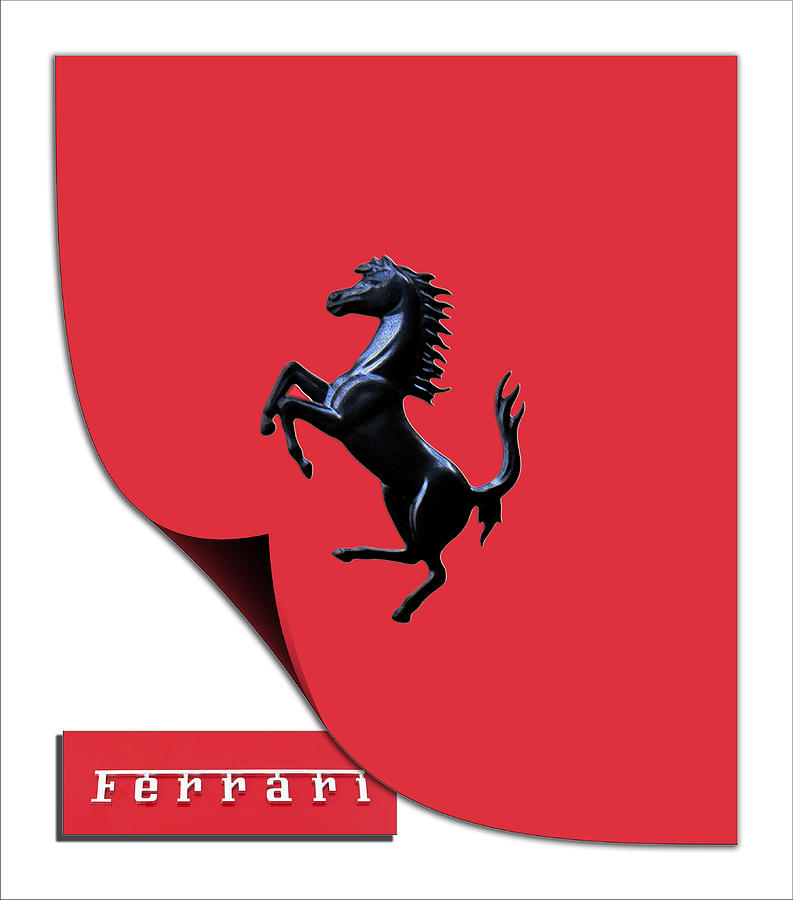 Red Ferrari Black Prancing Stallion  Digital Art by Maj Seda