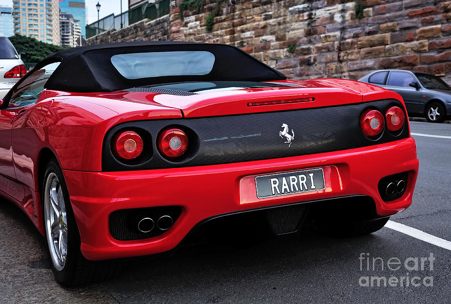 Red Ferrari - Rear View Photograph by Kaye Menner
