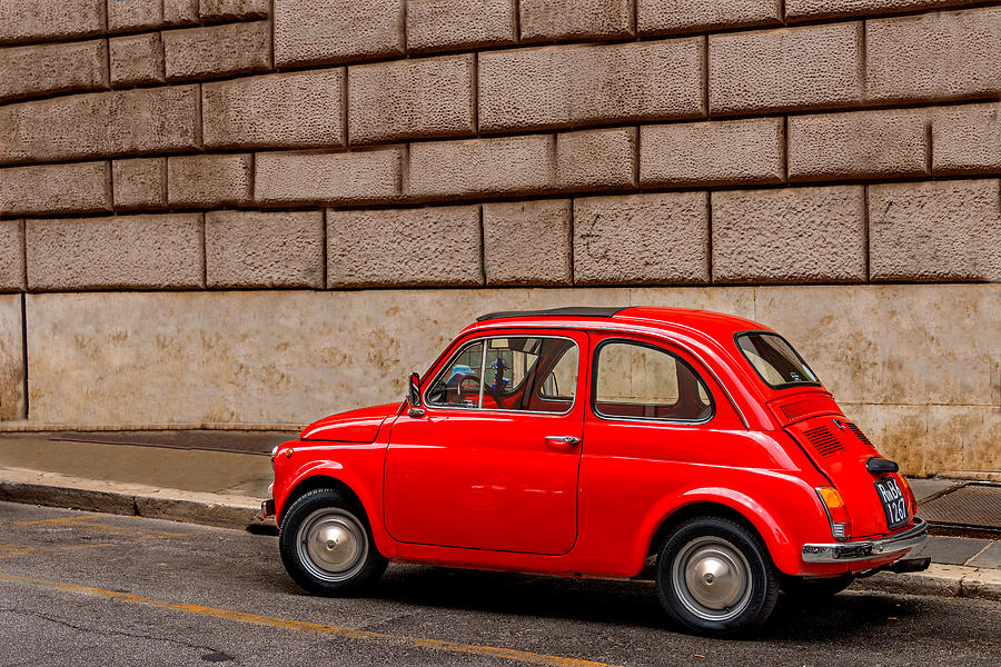 Red Fiat Rome Photograph by Xavier Cardell