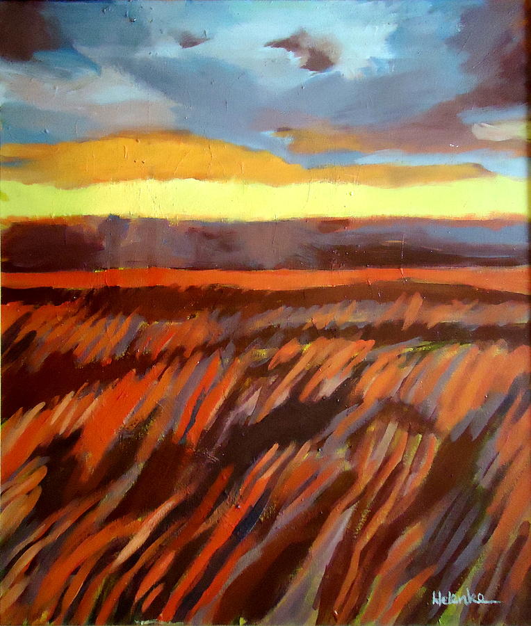 Red Field Painting by Helena Wierzbicki