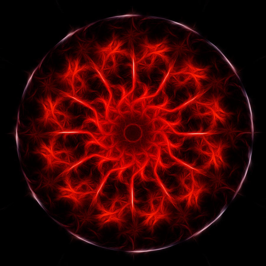 Red Fire Mandala/Kaleidoscope Photograph by Beth Venner