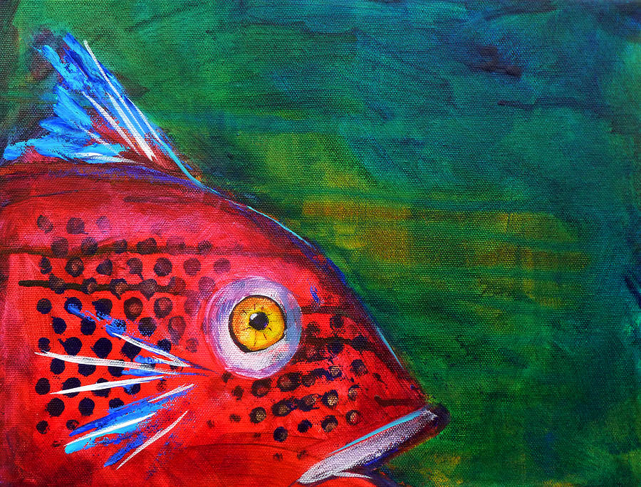 Abstract Painting - Red Fish by Nancy Merkle