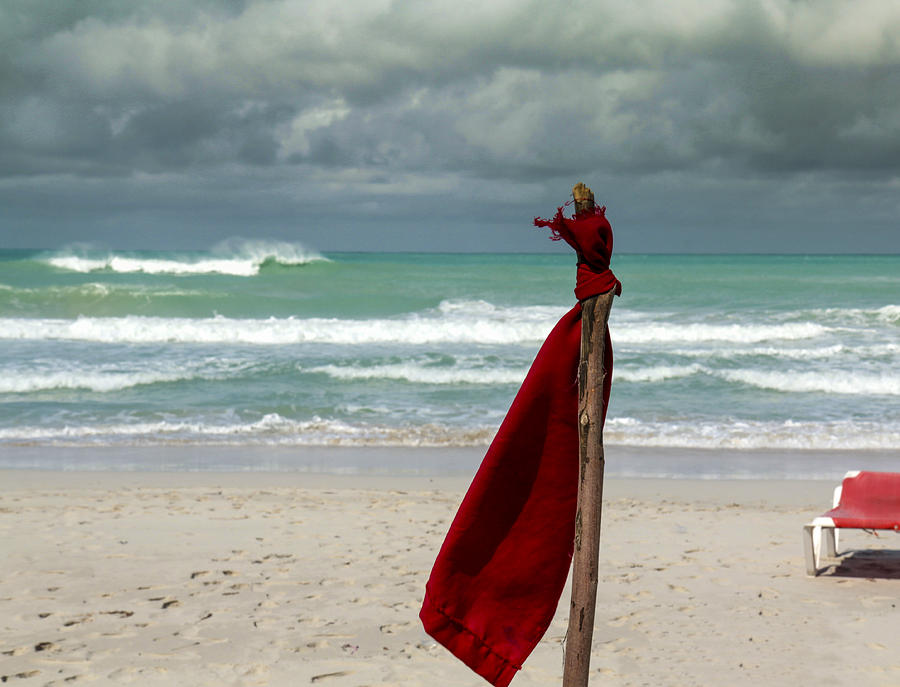 Red flag for the beach Photograph by Nick Mares