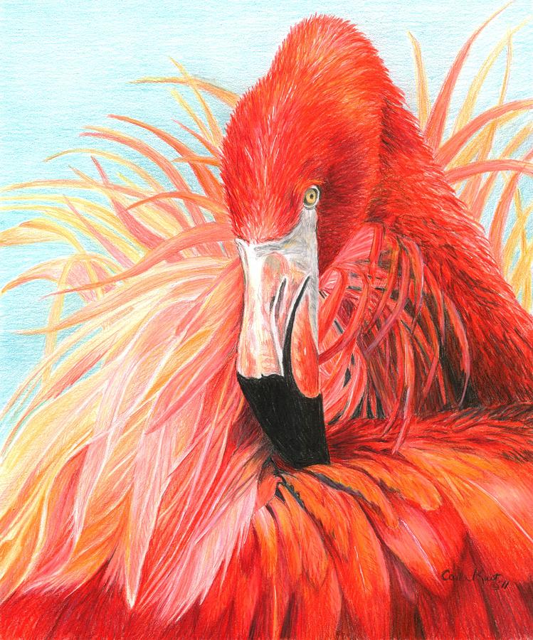 Red Flamingo Painting by Carla Kurt