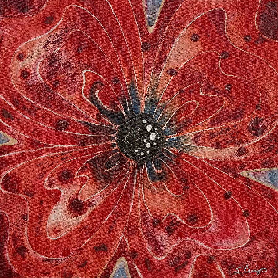 Nature Painting - Red Flower 1 - Vibrant Red Floral Art by Sharon Cummings