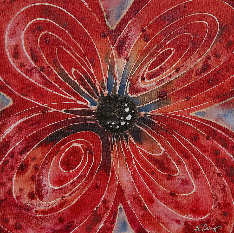 Red Flower 2 - Vibrant Red Floral Art Painting by Sharon Cummings