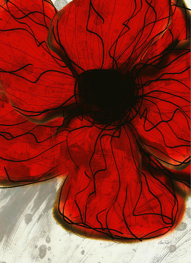 Red Flower -abstract - art Digital Art by Ann Powell