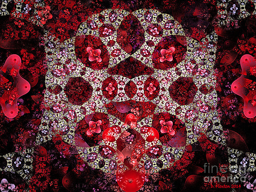 Flower Digital Art - Red Flower Bouquet Pattern by Dee Flouton